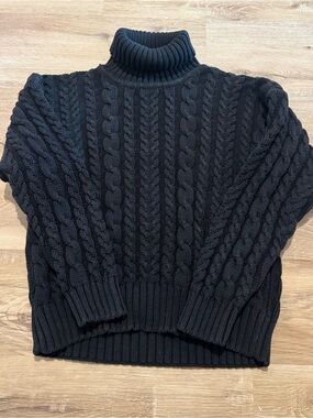 Vintage Bushwacker Heavyweight Cable Knit Fisherman’s Sweater Women’s M Black